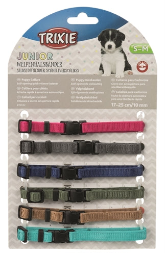 Trixie Puppy Halsband Set Fuchsia/Grafiet/Indigo/Bosgroen/Koraal 17-25 Cm 6 St