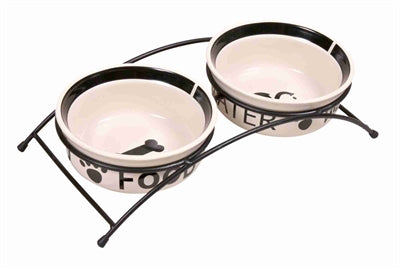 Trixie Voerbak / Drinkbak Set Eat On Your Feet Wit / Zwart 2X1,6 Ltr 20 Cm