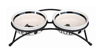 Trixie Voerbak / Drinkbak Set Eat On Your Feet Wit / Zwart 2X1,6 Ltr 20 Cm