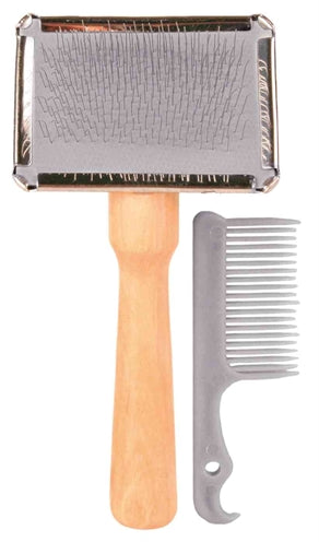 Trixie Slickerborstel Houten Greep / Metalen Pinnen Assorti 13X6 Cm 3 St