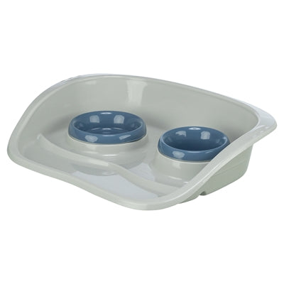 Trixie Voerbak Station Kunststof Grijs /  Assorti 46X30X11 Cm 250 Ml/300 Ml 2 St