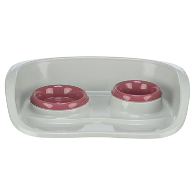 Trixie Voerbak Station Kunststof Grijs /  Assorti 46X30X11 Cm 250 Ml/300 Ml 2 St