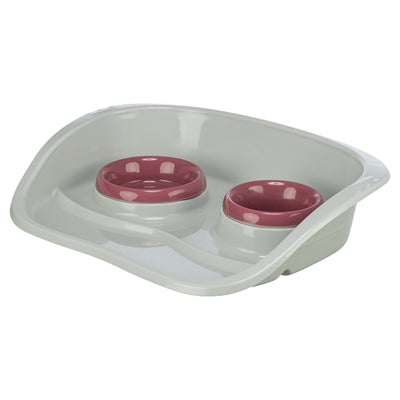 Trixie Voerbak Station Kunststof Grijs /  Assorti 46X30X11 Cm 250 Ml/300 Ml 2 St