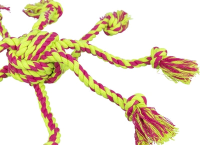 Trixie Touwspeeltje Met Ingevlochten Bal Lime/Magenta 7X7X7 Cm 3 St
