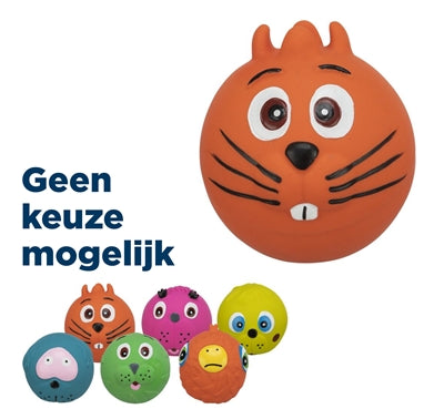 Trixie Latex Face Bal Met Geluid Assorti 6X6X6 Cm 12 St