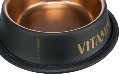 Trixie Be Nordic Voer / Waterbak Rvs / Rubber Zwart / Brons 19 Cm 450 Ml4 St
