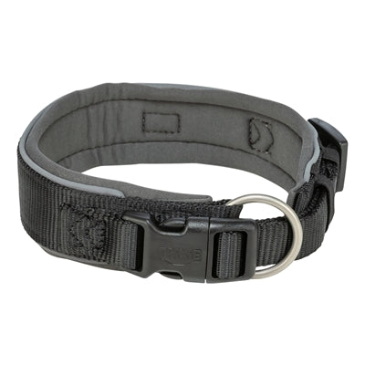 Trixie Premium Halsband Hond Extra Breed Zwart / Grafiet Grijs 27-35X2,5 Cm