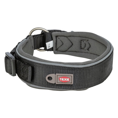 Trixie Premium Halsband Hond Extra Breed Zwart / Grafiet Grijs 27-35X2,5 Cm
