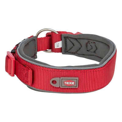 Trixie Premium Halsband Hond Extra Breed Rood / Grafiet Grijs 27-35X2,5 Cm