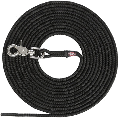 Trixie Hondenriem Sleeplijn Trigger Snap Haak Rond Zwart 5 Mtr X 0,6 Cm