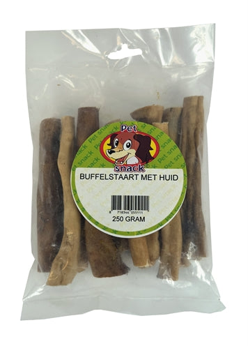 Petsnack Buffelstaart Met Huid 200-250 Gr