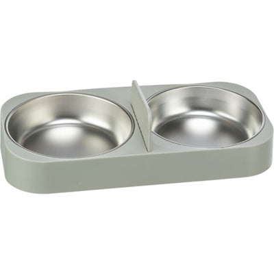 Trixie Voerbak / Drinkbak Dubbel Voor #24347 Kunststof / Rvs Wit 32X16X5 Cm 2X500 Ml