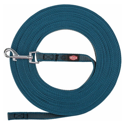 Trixie Hondenriem Sleeplijn Met Rubber Bekleed Petrol S/M 15 Mtr X 1,5 Cm
