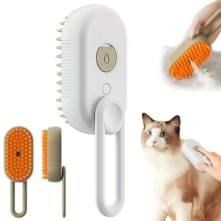 Elektrische Draagbare Stoomborstel – Kattenborstel Stoom – Kattenhaar Verwijderaar – Kattenkam – Hondenborstel – Dierenborstel – Haarstoomer – Borstel Tegen Kattenharen – Anti-verhaar – Ontklitborstel – Ontwarringsborstel – Vachtverzorging