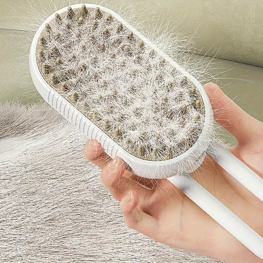 Elektrische Draagbare Stoomborstel – Kattenborstel Stoom – Kattenhaar Verwijderaar – Kattenkam – Hondenborstel – Dierenborstel – Haarstoomer – Borstel Tegen Kattenharen – Anti-verhaar – Ontklitborstel – Ontwarringsborstel – Vachtverzorging